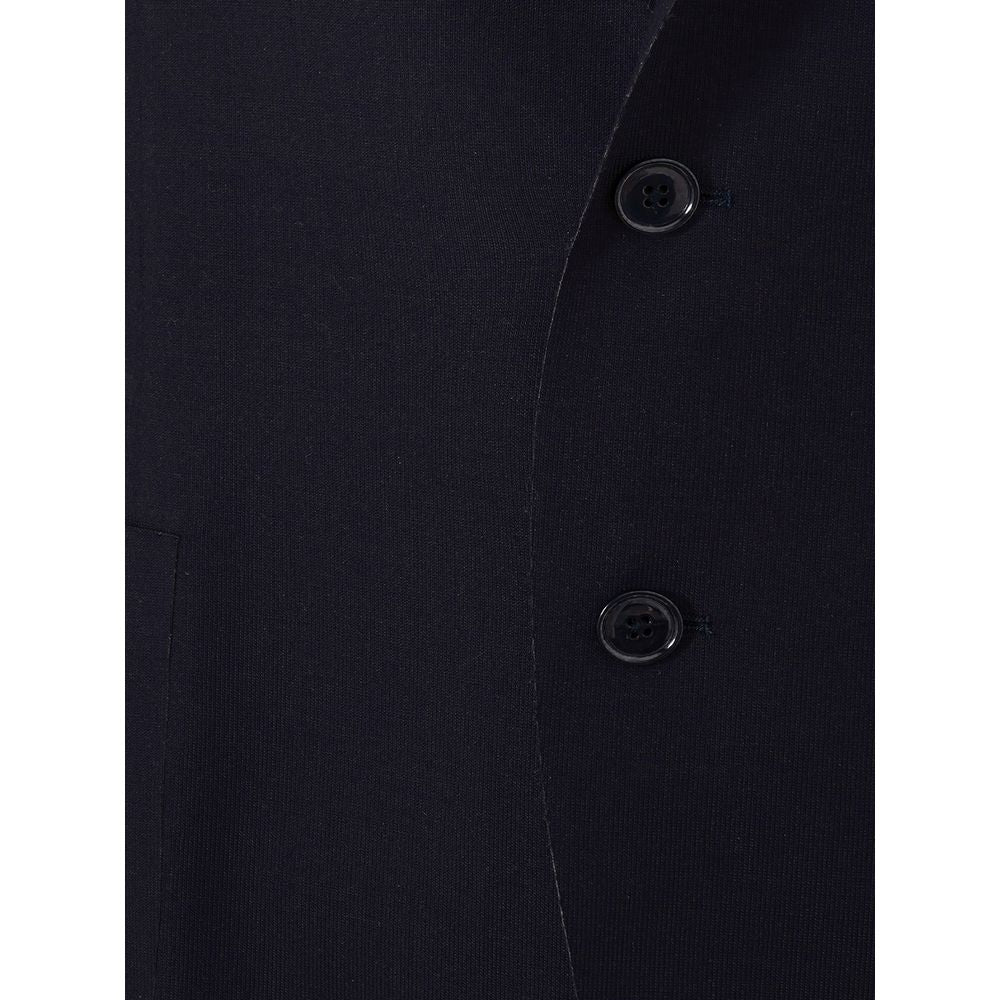 Blazer by Lardini for men in cotton blue presents a distinguished silhouette, detailed with a distinguished v-neck single-breasted lapel notch-lapel neckline and distinctive for a truly sophisticated finish.