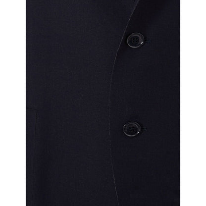 Blazer by Lardini for men in cotton blue presents a distinguished silhouette, detailed with a distinguished v-neck single-breasted lapel notch-lapel neckline and distinctive for a truly sophisticated finish.