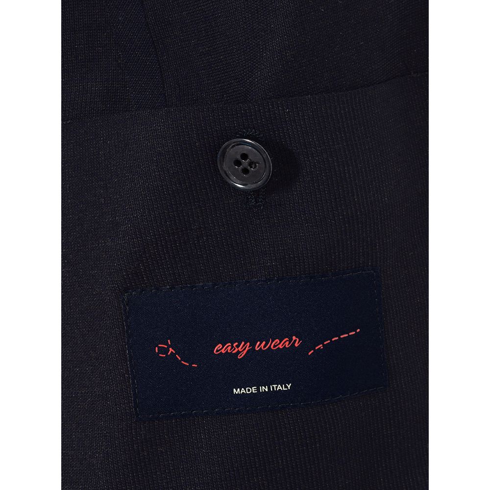 Blazer by Lardini for men in cotton blue showcases a polished silhouette, highlighted by a refined v-neck single-breasted lapel notch-lapel neckline and polished for a sophisticated finish.
