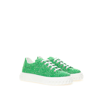 Sneakers by Casadei for women in leather emerald & green presents a sumptuous silhouette, artfully capturing the essence of the Grace Women's Casual Leather Sneakers with its sumptuous casual style design.