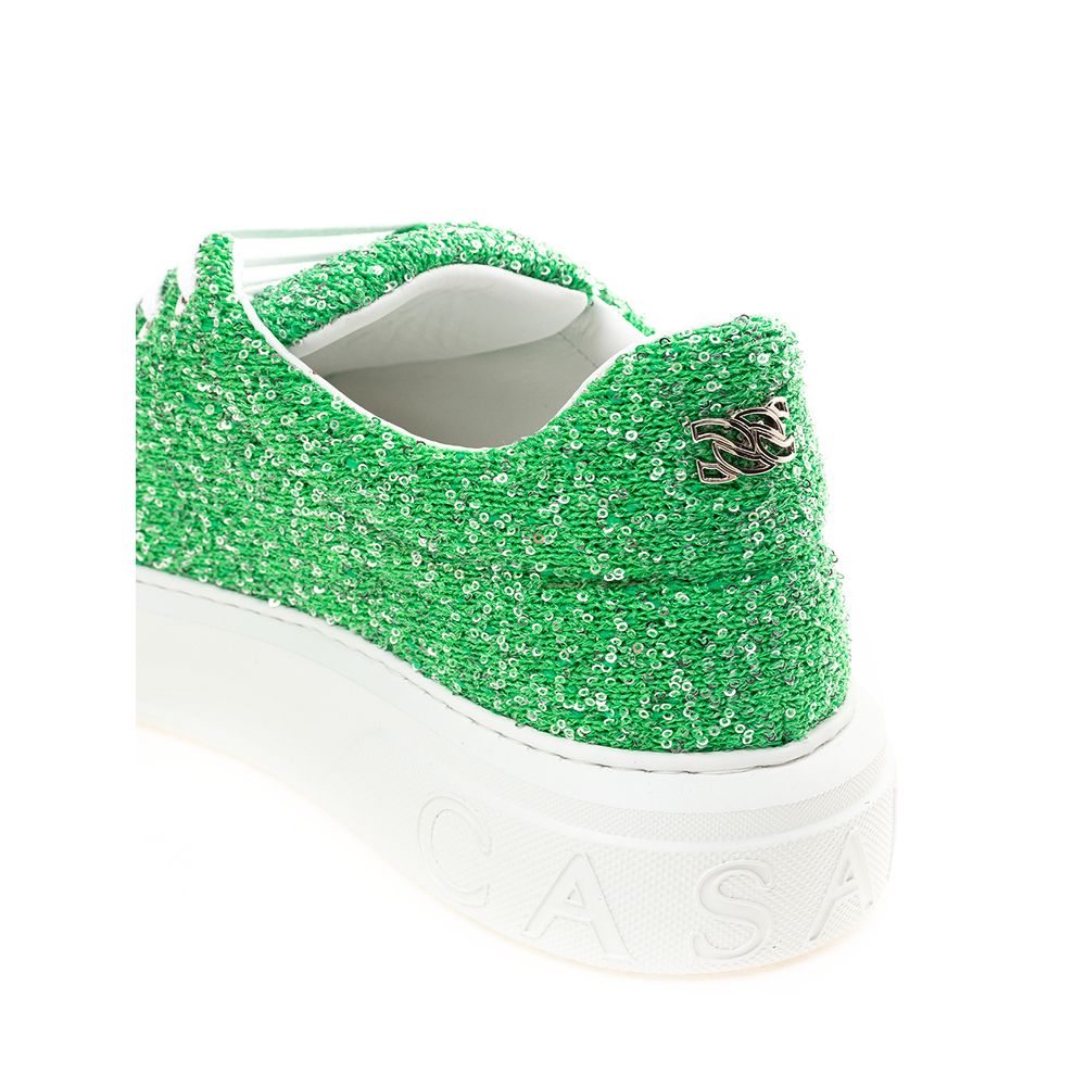 Sneakers by Casadei for women in leather emerald & green features an versatile design from the Grace Women's Casual Leather Sneakers collection, highlighting a versatile casual style for a premium, high-fashion look.