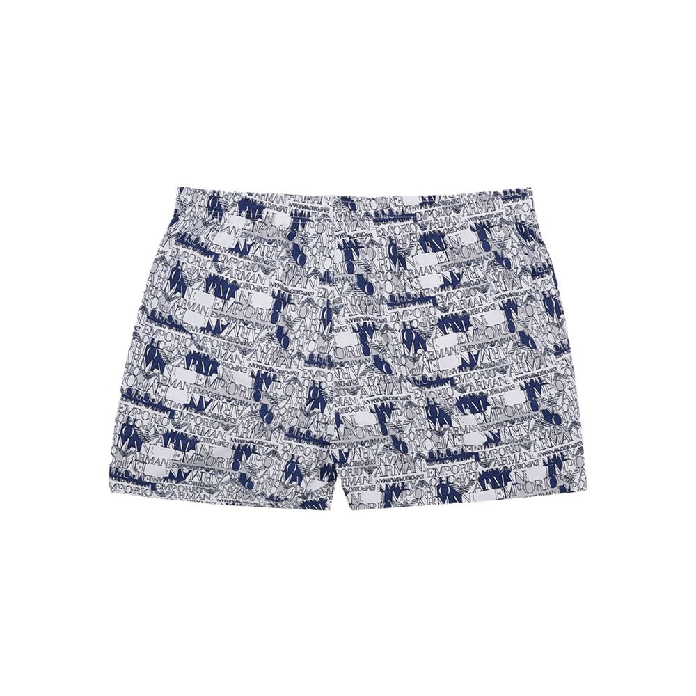 Boardshorts by Emporio Armani for men in polyester white presents a resort ready silhouette, perfectly capturing the essence of Men's Polyester Boardshorts.