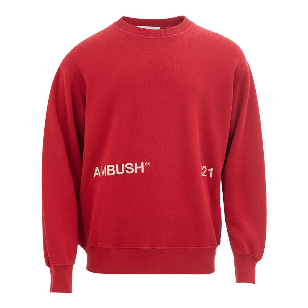 Sweater by Ambush for men in cotton red showcases a discreet silhouette, finished with a discreet and for a discreet look.