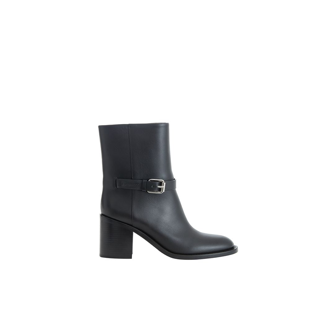 Ankle Strap Boots by Burberry for women in leather black & print features an high-performance silhouette, showcasing the sophisticated design of the Women's Leather Ankle Strap Boots with a and a refined round toe style.