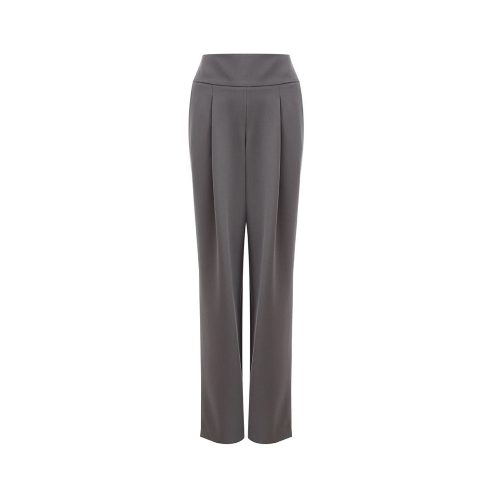 Trousers by Lardini for women in wool gray features a sculptural silhouette, showcasing a sculptural and long with a sophisticated for a sculptural finish.