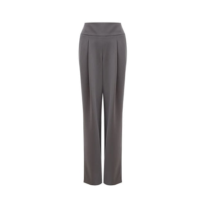 Trousers by Lardini for women in wool gray features a sculptural silhouette, showcasing a sculptural and long with a sophisticated for a sculptural finish.
