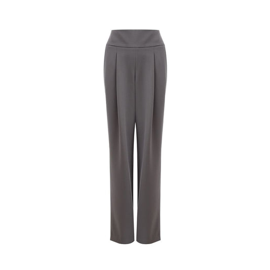 Trousers by Lardini for women in wool gray features a sculptural silhouette, showcasing a sculptural and long with a sophisticated for a sculptural finish.