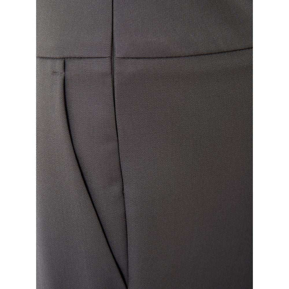 Trousers by Lardini for women in wool gray features a sculptural silhouette, showcasing a sculptural and long with a sophisticated for a sculptural finish.