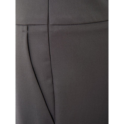 Trousers by Lardini for women in wool gray features a sculptural silhouette, showcasing a sculptural and long with a sophisticated for a sculptural finish.