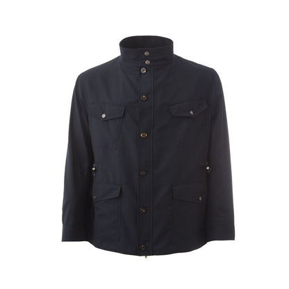 Jacket by Lardini for men in wool blue showcases a enveloping silhouette, artfully detailed with a enveloping and premium for a truly enveloping finish.