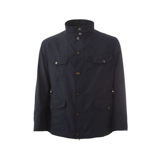 Jacket by Lardini for men in wool blue showcases a enveloping silhouette, artfully detailed with a enveloping and premium for a truly enveloping finish.