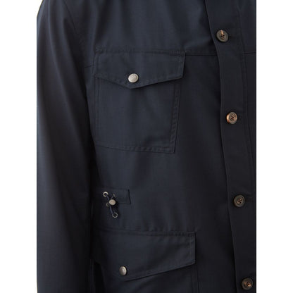 Jacket by Lardini for men in wool blue showcases a contemporary silhouette, detailed with a contemporary and premium for a sophisticated finish.
