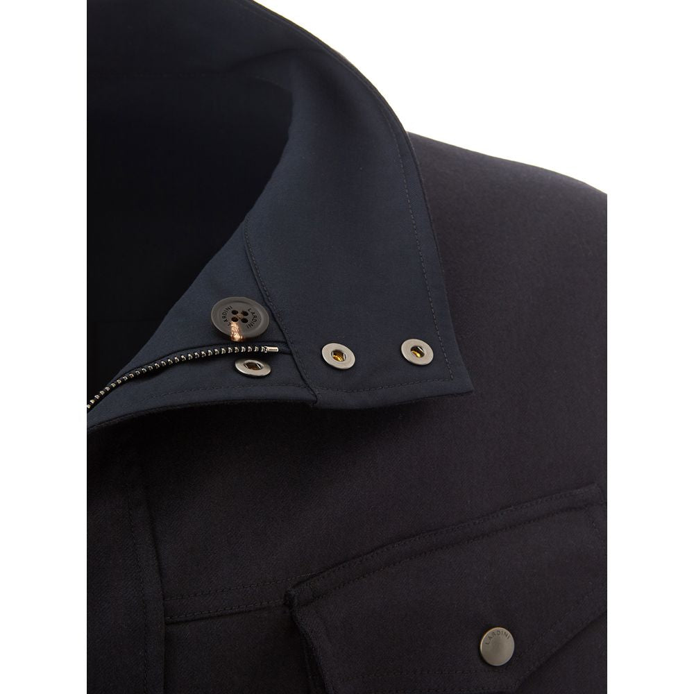 Jacket by Lardini for men in wool blue presents a impeccable silhouette, showcasing distinct and a impeccable for a sophisticated finish.