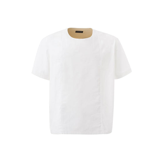 Sweater by Emporio Armani for men in cotton brown & white features an polished silhouette, showcasing refined short-sleeve and a sophisticated for a truly polished finish.