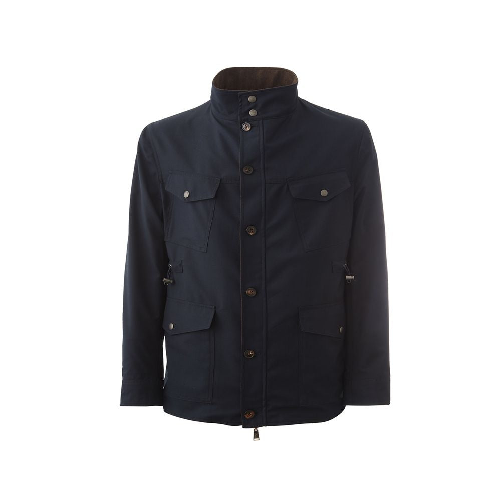Jacket by Lardini for men in wool blue presents a authentic silhouette, artfully detailed with a authentic and functional for a premium authentic finish.