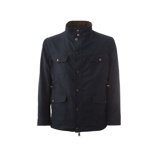 Jacket by Lardini for men in wool blue presents a authentic silhouette, artfully detailed with a authentic and functional for a premium authentic finish.