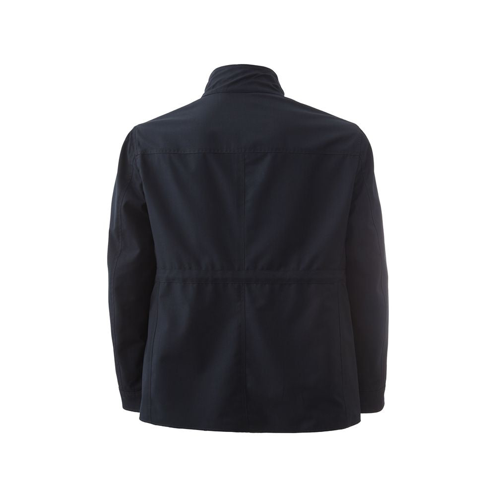 Jacket by Lardini for men in wool blue features a smart silhouette, perfectly accentuated by its unique and functional for a smart finish.