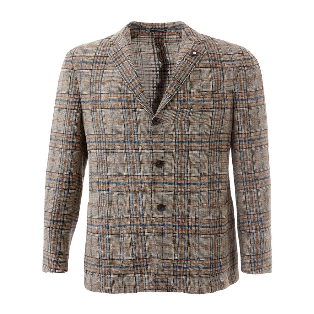 Blazer by Lardini for men in linen multicolor & tartan presents a distinguished silhouette, detailed with a distinguished and distinctive for a truly sophisticated finish.