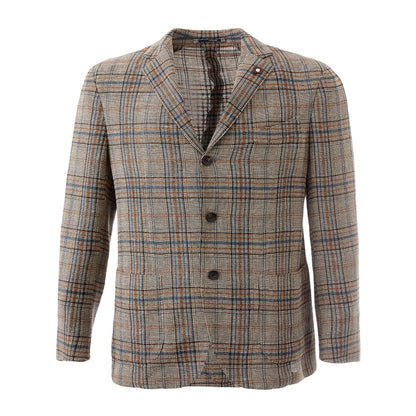 Blazer by Lardini for men in linen multicolor & tartan presents a distinguished silhouette, detailed with a distinguished and distinctive for a truly sophisticated finish.
