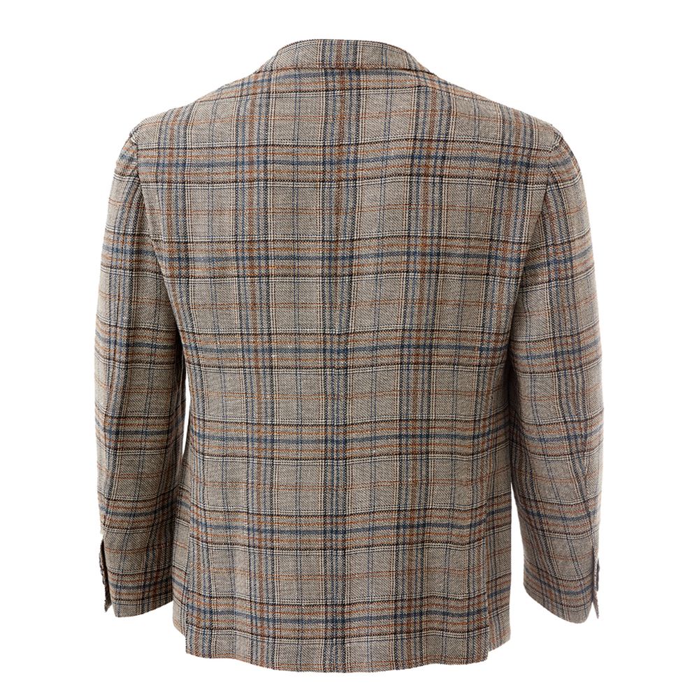 This Blazer by Lardini for men in linen multicolor & tartan presents a tailored silhouette, meticulously tailored with a tailored and distinctive for a tailored finish.