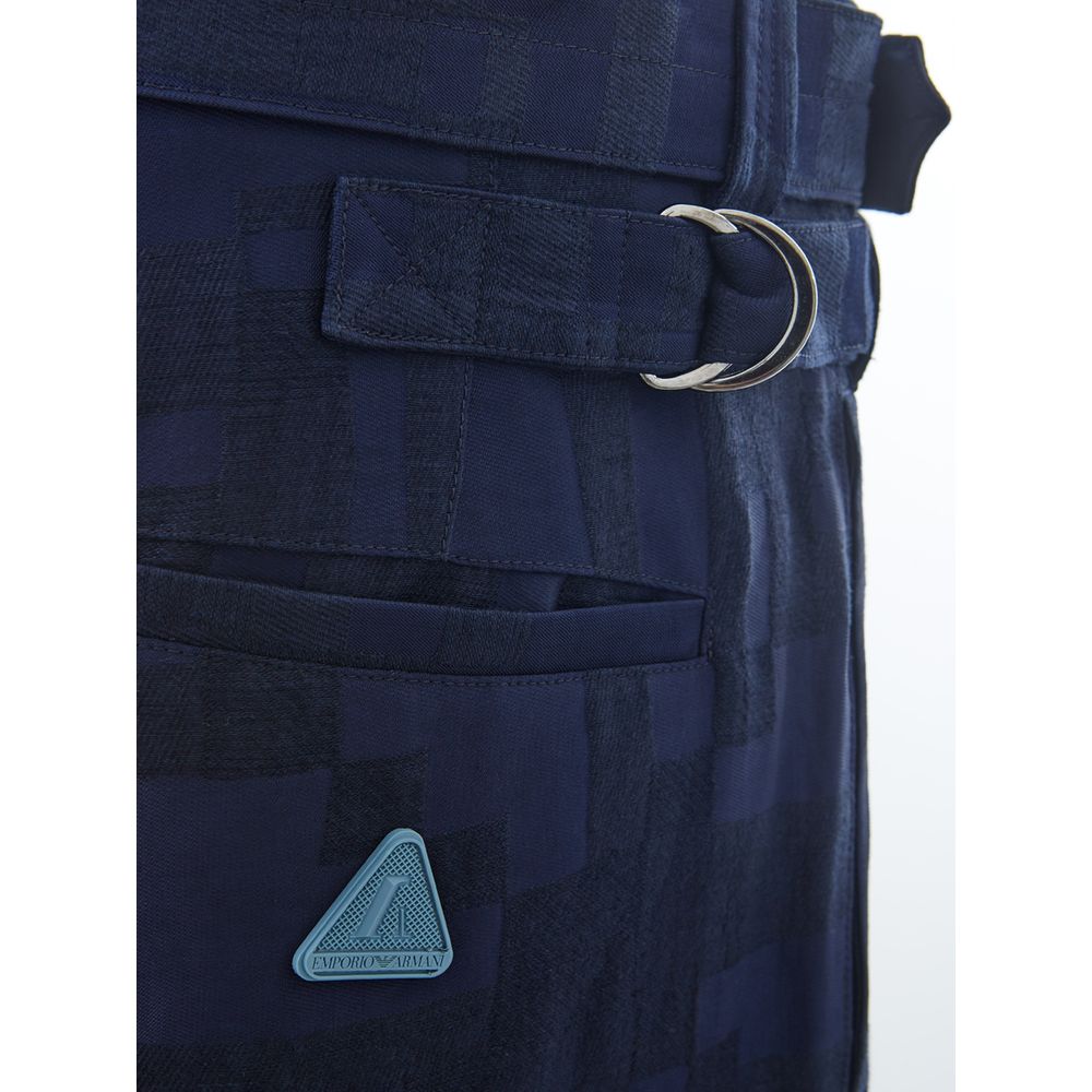 Trousers by Emporio Armani for men in linen blue presents a smart silhouette, meticulously detailed with a smart relaxed-fit, a smart long, and a smart .