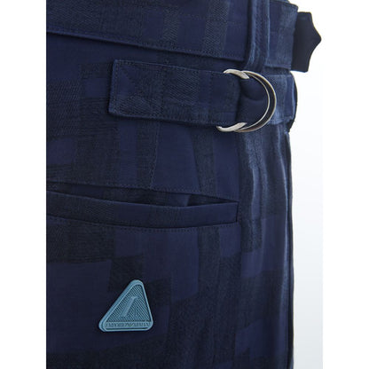 Trousers by Emporio Armani for men in linen blue presents a smart silhouette, meticulously detailed with a smart relaxed-fit, a smart long, and a smart .