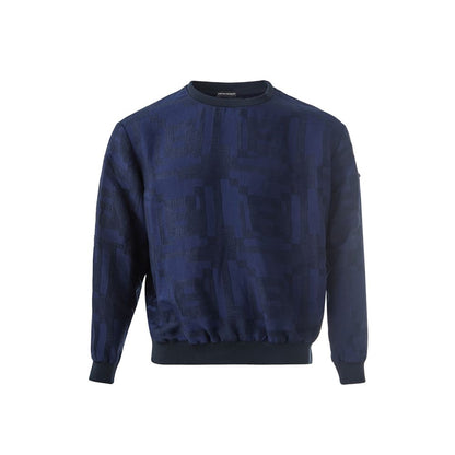 T-Shirt by Emporio Armani for men in linen blue showcases a chic silhouette, artfully detailed with a chic and for a chic finish.