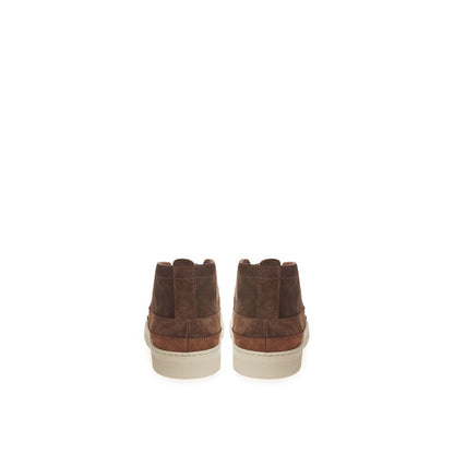 Sneakers by Lardini for men in suede leather brown features a chic design, perfectly showcasing the chic fashion style of this Men's Fashion Suede Leather Sneakers.