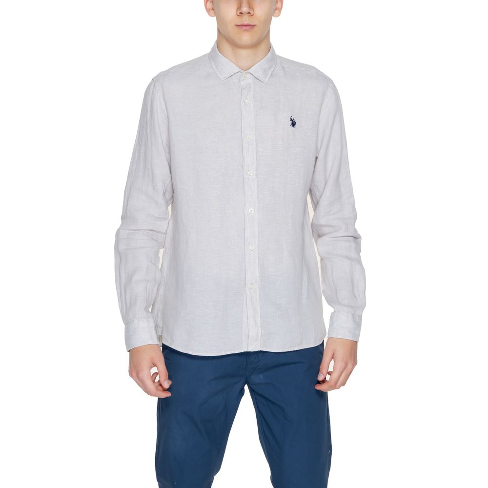 Shirt by U.S. POLO ASSN. for men in linen beige presents a discerning silhouette, showcasing a sophisticated and for a truly discerning finish.