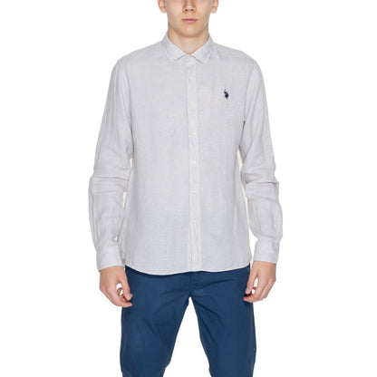 Shirt by U.S. POLO ASSN. for men in linen beige presents a discerning silhouette, showcasing a sophisticated and for a truly discerning finish.