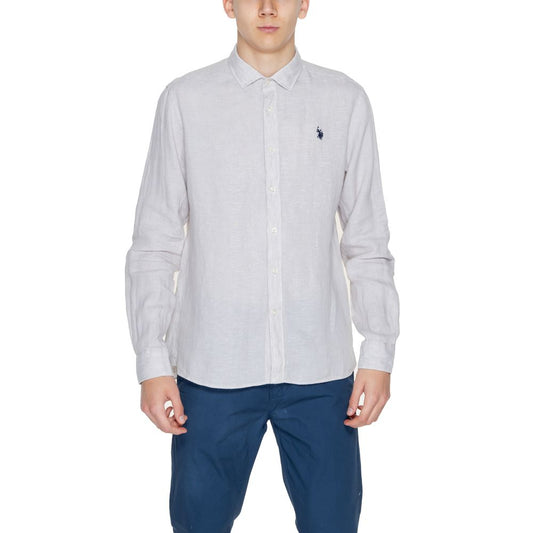 Shirt by U.S. POLO ASSN. for men in linen beige presents a discerning silhouette, showcasing a sophisticated and for a truly discerning finish.