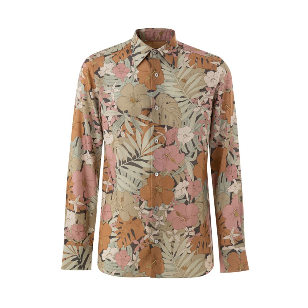 Shirt by Tom Ford for men in lyocell light-blue, multicolor, floral & print features an architectural silhouette with a refined and elegant for a architectural look.