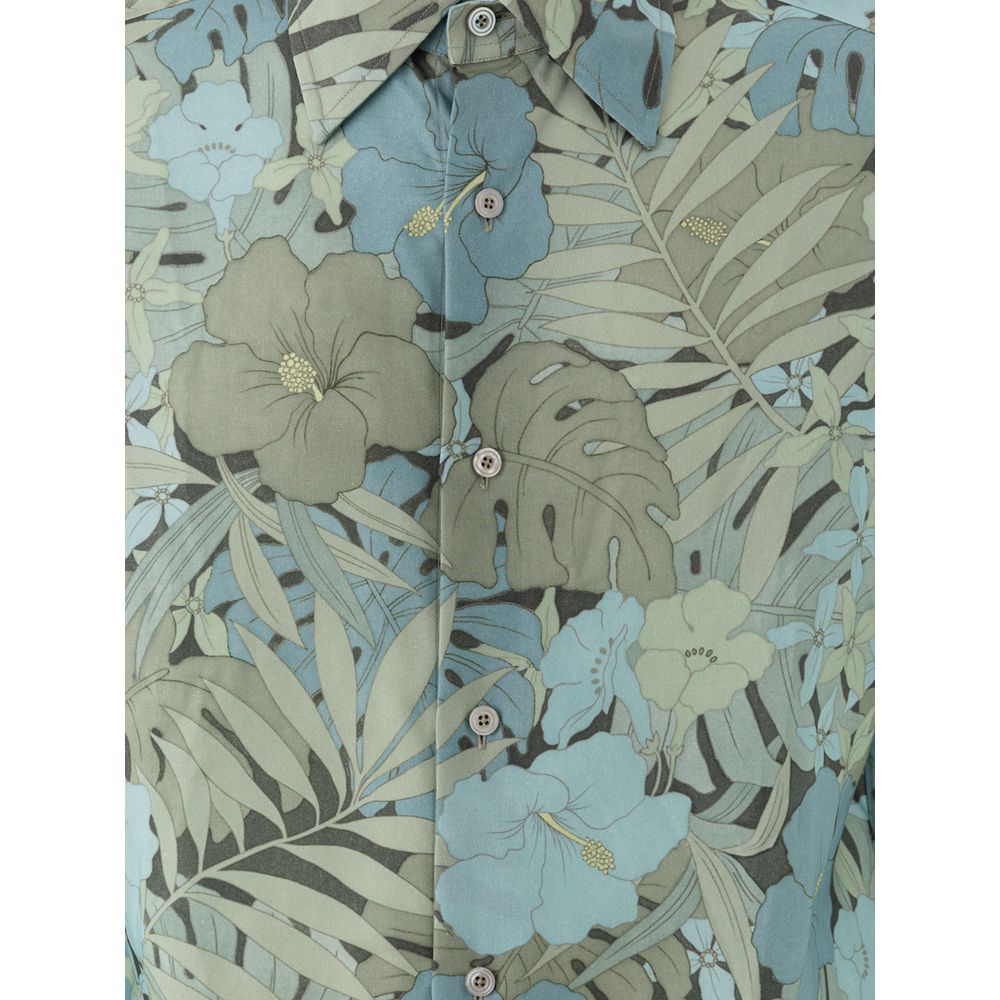 Shirt by Tom Ford for men in lyocell light-blue, multicolor, floral & print presents a discerning silhouette, showcasing a sophisticated and for a truly discerning finish.