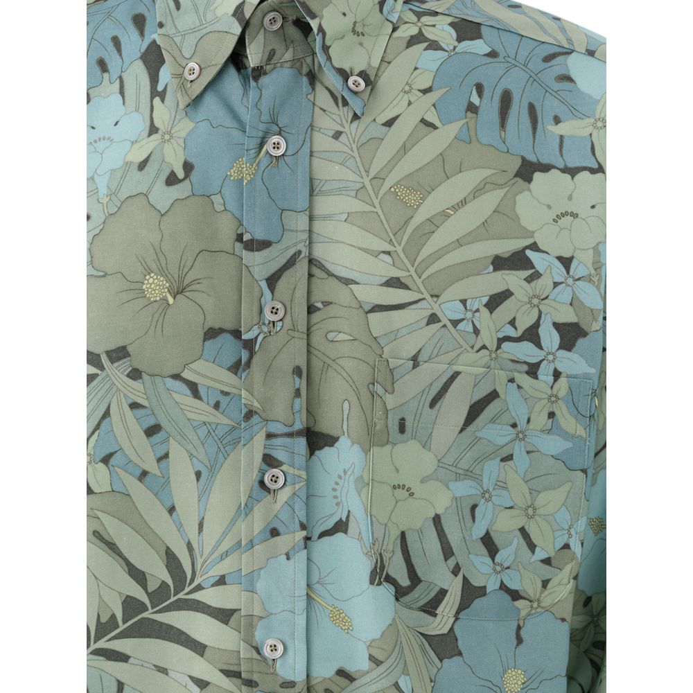 Shirt by Tom Ford for men in lyocell light-blue, multicolor, floral & print showcases a sharp silhouette, elegantly detailed with a sharp and sharp .