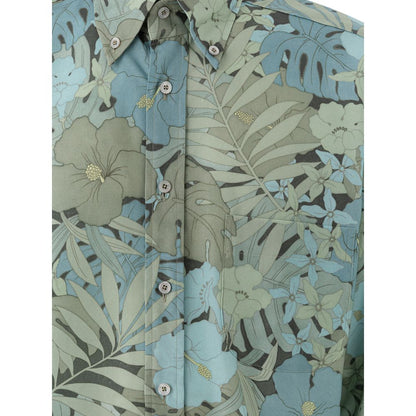 Shirt by Tom Ford for men in lyocell light-blue, multicolor, floral & print showcases a sharp silhouette, elegantly detailed with a sharp and sharp .