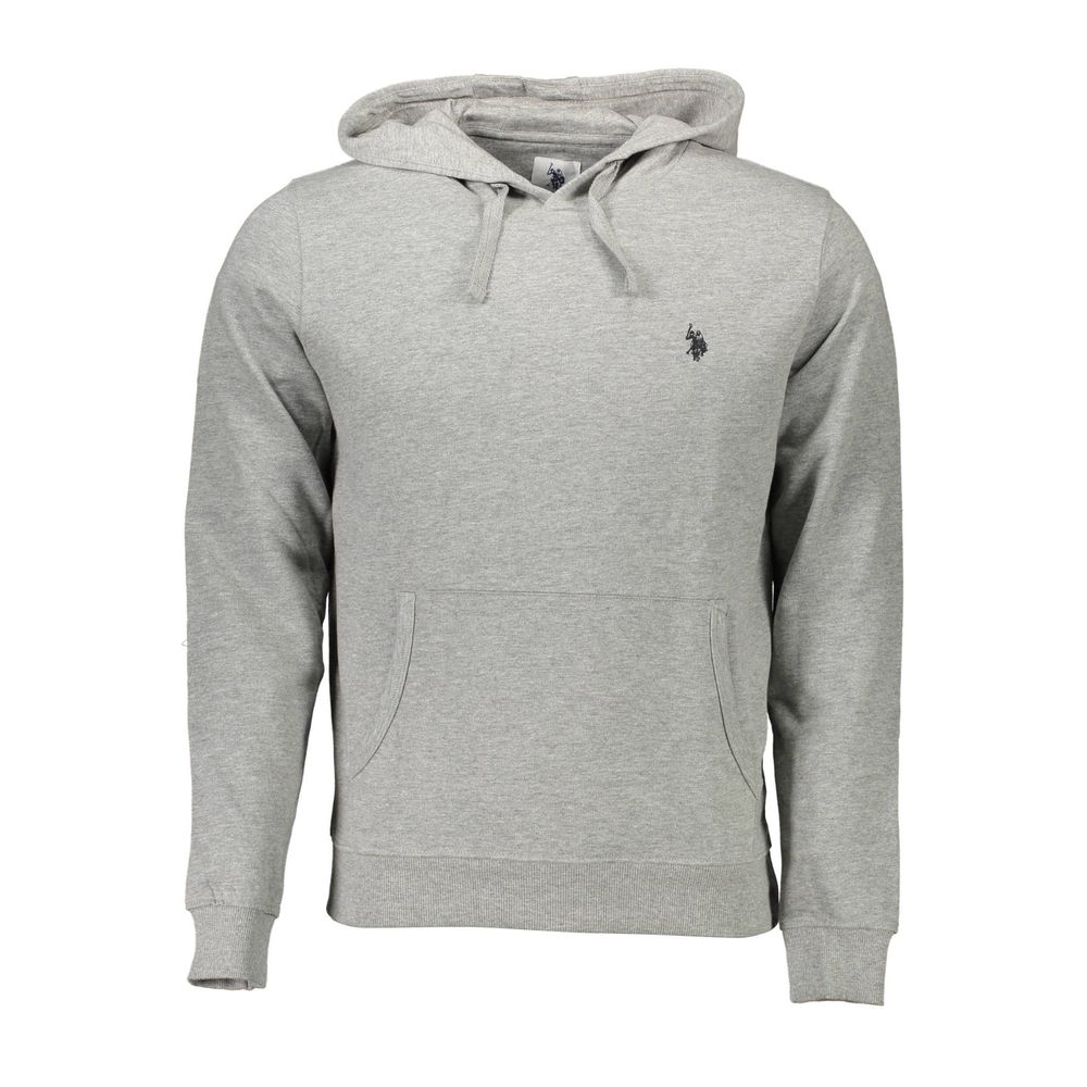 Hooded Sweatshirt Sweater by U.S. POLO ASSN. for men in cotton gray features an tactile silhouette, showcasing a sophisticated hooded neckline and tactile for a refined finish.