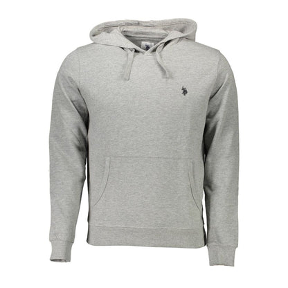 Hooded Sweatshirt Sweater by U.S. POLO ASSN. for men in cotton gray features an tactile silhouette, showcasing a sophisticated hooded neckline and tactile for a refined finish.