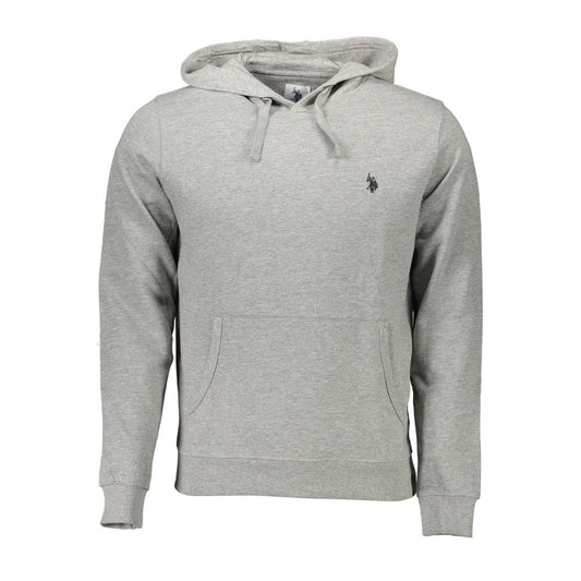 Hooded Sweatshirt Sweater by U.S. POLO ASSN. for men in cotton gray features an tactile silhouette, showcasing a sophisticated hooded neckline and tactile for a refined finish.