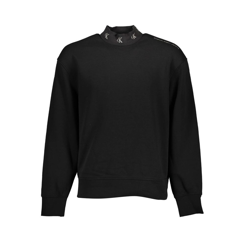 Sweatshirt Sweater by Calvin Klein for men in cotton polyester black features an polished silhouette, showcasing refined long-sleeve and a sophisticated round neckline for a truly polished finish.