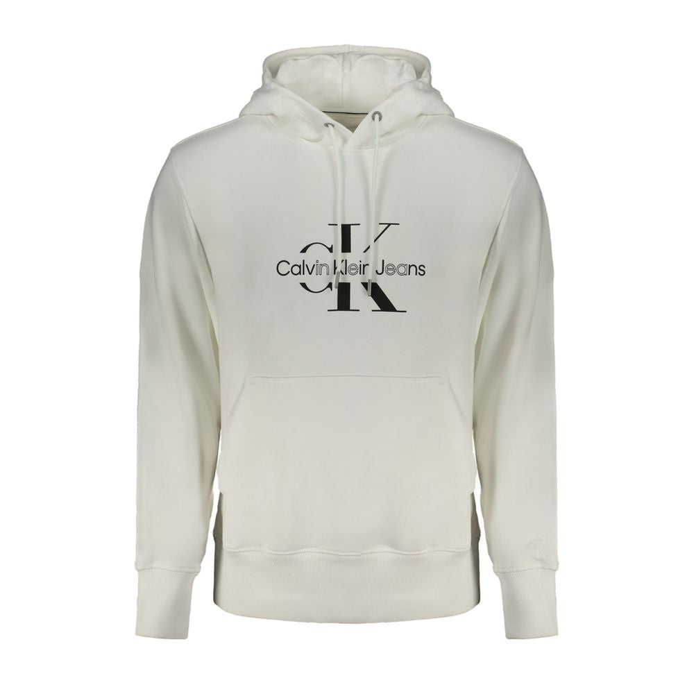 Hooded Sweatshirt Hoodie by Calvin Klein for men in cotton white features an dramatic silhouette, showcasing a sophisticated hooded neckline and dramatic for a refined, modern aesthetic.