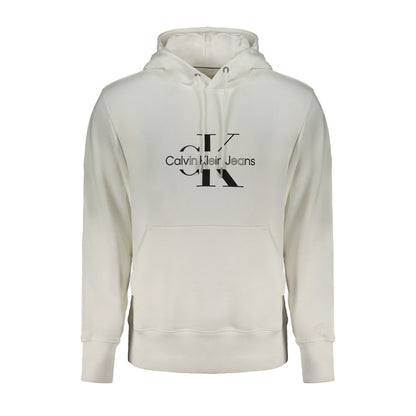 Hooded Sweatshirt Hoodie by Calvin Klein for men in cotton white features an dramatic silhouette, showcasing a sophisticated hooded neckline and dramatic for a refined, modern aesthetic.