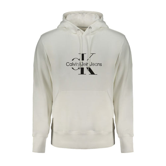 Hooded Sweatshirt Hoodie by Calvin Klein for men in cotton white features an dramatic silhouette, showcasing a sophisticated hooded neckline and dramatic for a refined, modern aesthetic.