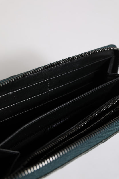 Cardholder Wallet by Dolce & Gabbana for men in ostrich leather green presents a refined silhouette, artfully capturing the essence of the Ostrich Leather Cardholder Wallet design with sophisticated card-organization zip-around coin-purse for a refined look.