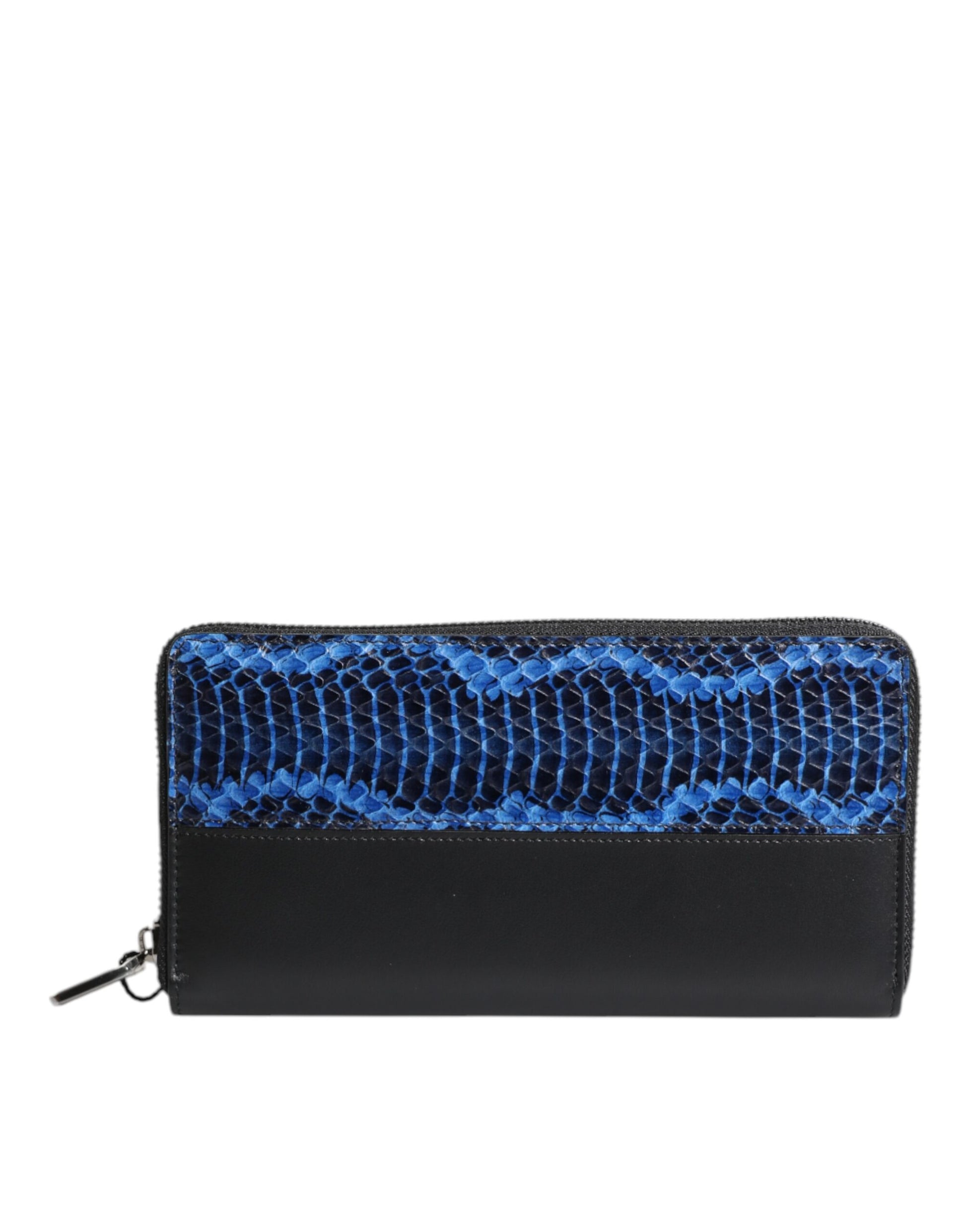 Cardholder Wallet by Dolce & Gabbana for men in exotic leather black & blue showcases a refined silhouette, artfully capturing the essence of the refined Exotic Leather Cardholder Wallet design with functional card-organization coin-purse.