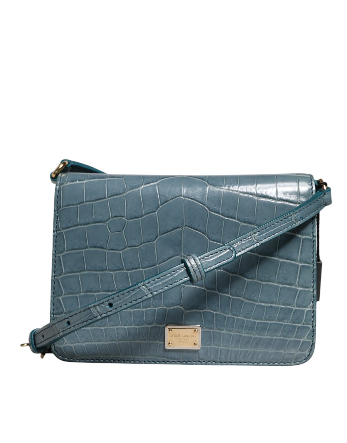 Mini Crossbody Handbag by Dolce & Gabbana for women in exotic leather black, gold & green features a multifaceted silhouette, showcasing a secure magnetic and multifaceted internal-pockets & cardholder with versatile crossbody-strap for multifaceted style.