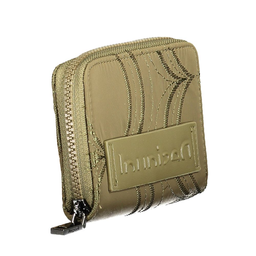 Cardholder Wallet by Desigual for women in polyester green, patterned & signature presents a streamlined silhouette, showcasing the sophisticated design of the Polyester Cardholder Wallet collection with functional card-organization coin-purse.