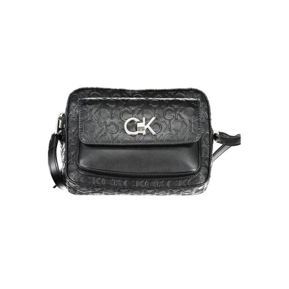 Shoulder Convertible Handbag by Calvin Klein for women in polyester black features a polished silhouette with a secure zipper, ample external-pockets & internal-pockets, and polished shoulder-strap & adjustable-strap for a sophisticated look.