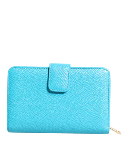 Cardholder Wallet by Dolce & Gabbana for women in patent leather light-blue showcases a discerning silhouette, artfully capturing the essence of Patent Leather Cardholder Wallet with its functional card-organization compact-design bifold.