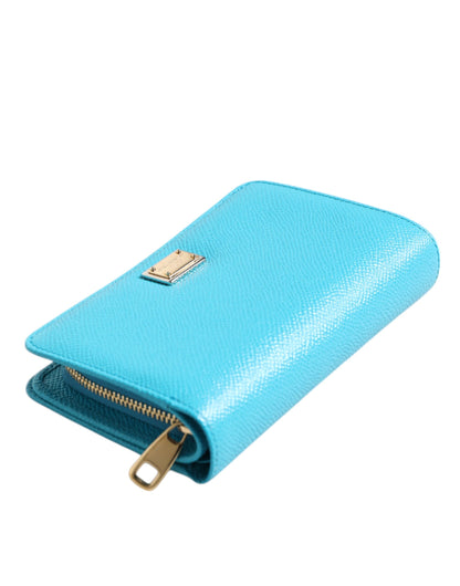Cardholder Wallet by Dolce & Gabbana for women in patent leather light-blue presents a streamlined silhouette, showcasing the sophisticated design of the Patent Leather Cardholder Wallet collection with functional card-organization compact-design bifold.