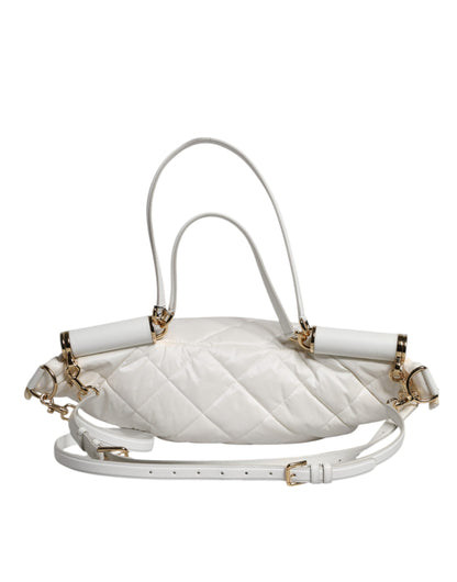 Quilted Fanny Pack Belt Bag by Dolce & Gabbana for women in calf leather & nylon gold & white features an jet-set ready Calf Leather Nylon Quilted Fanny Pack Belt Bag design with a secure zipper, jet-set ready , and versatile handle, adjustable-strap, detachable-strap & belt-strap for a sophisticated look.
